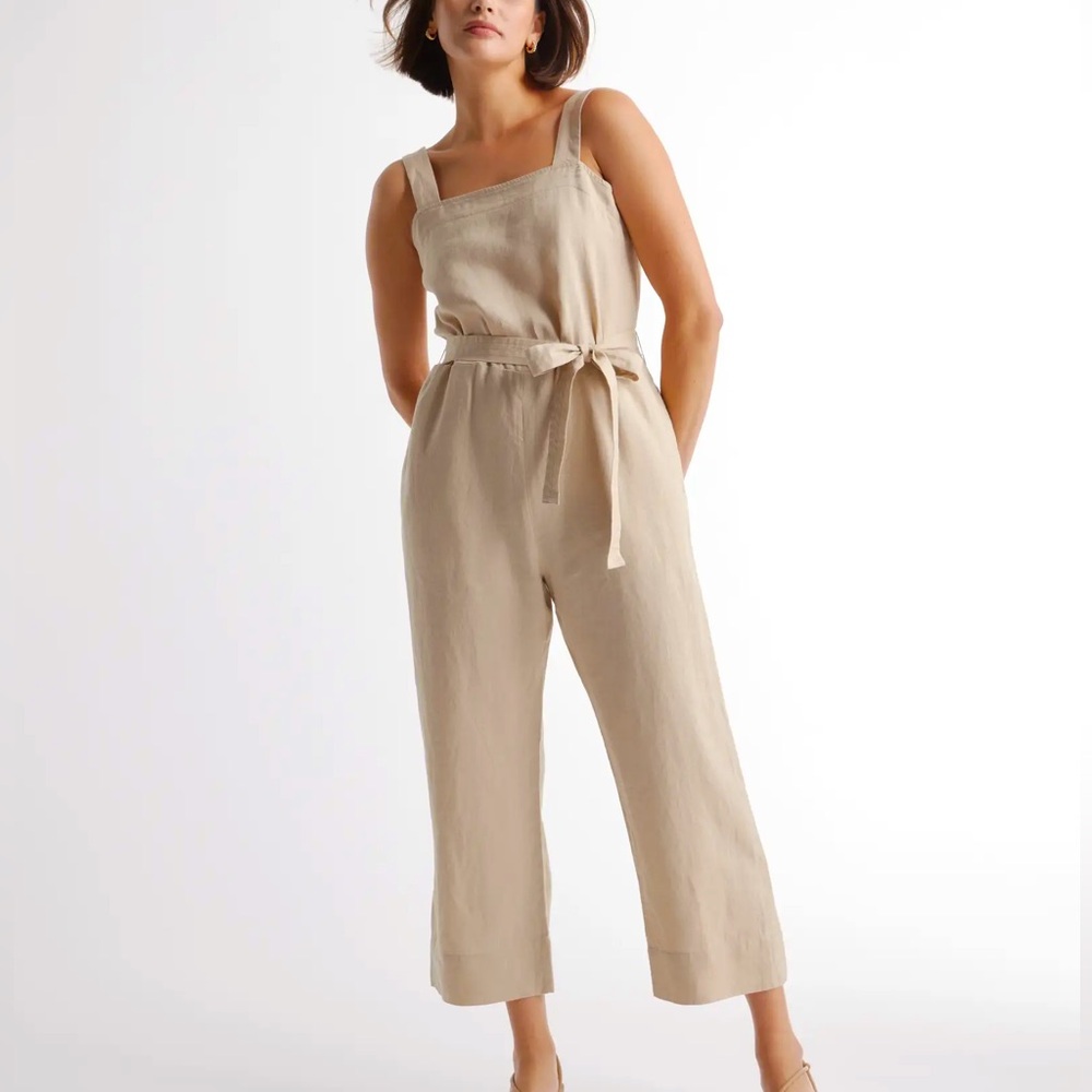 Quince Square Neck Linen Jumpsuit like new